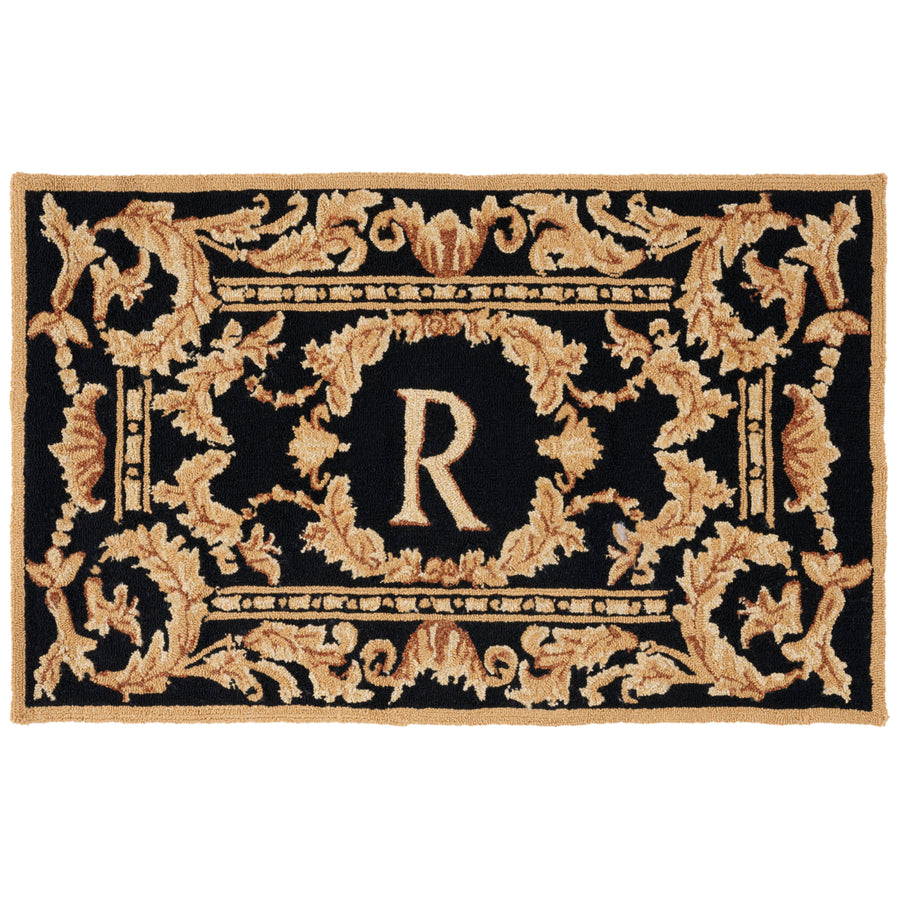 SAFAVIEH Monogram Collection MON219R Hand-hooked Black Rug Image 1