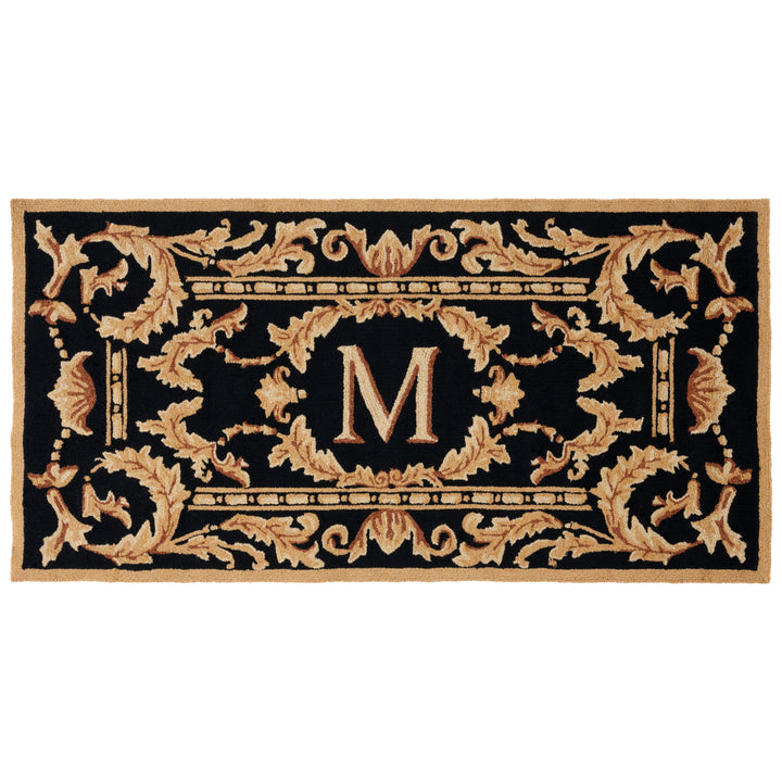 SAFAVIEH Monogram Collection MON219M Hand-hooked Black Rug Image 1