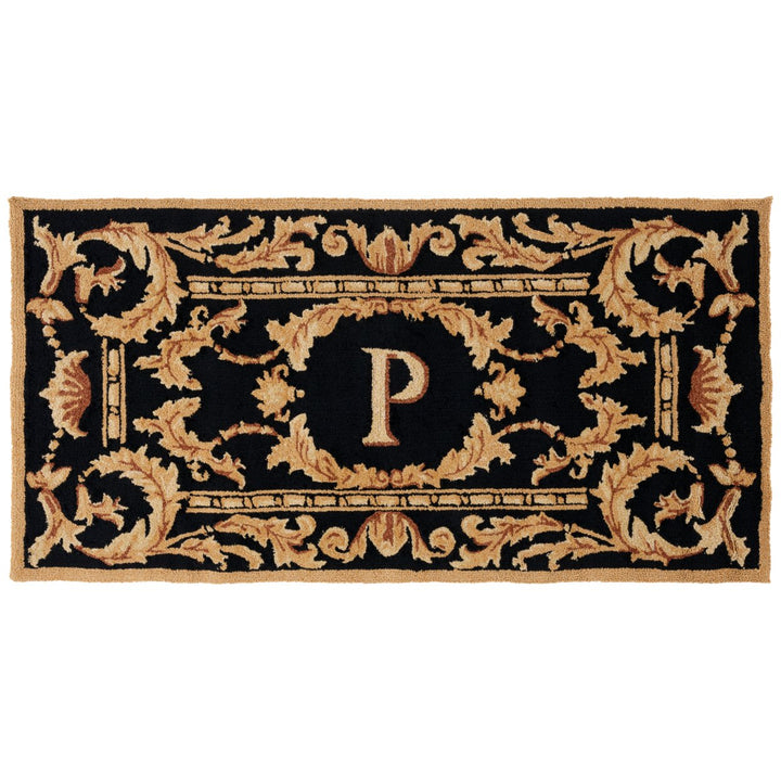 SAFAVIEH Monogram Collection MON219P Hand-hooked Black Rug Image 1