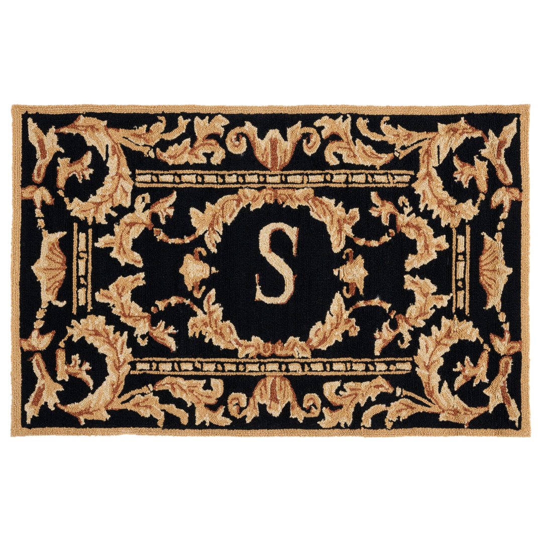 SAFAVIEH Monogram Collection MON219S Hand-hooked Black Rug Image 1