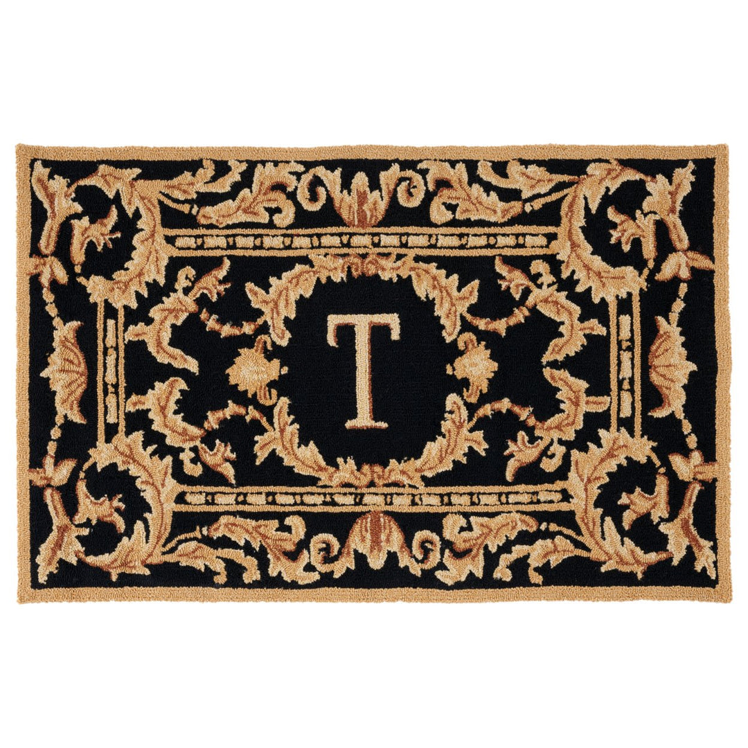 SAFAVIEH Monogram Collection MON219T Hand-hooked Black Rug Image 1