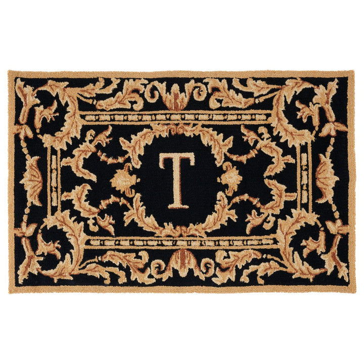 SAFAVIEH Monogram Collection MON219T Hand-hooked Black Rug Image 1