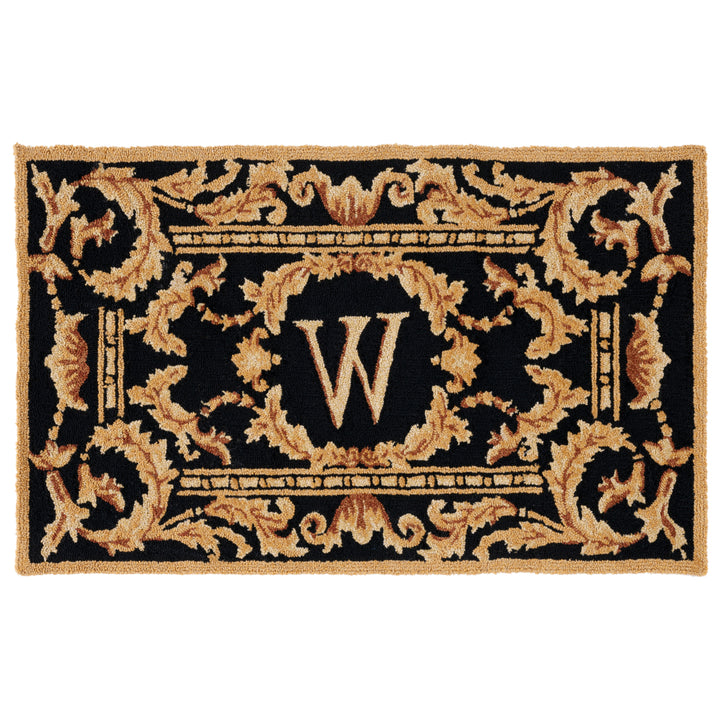 SAFAVIEH Monogram Collection MON219W Hand-hooked Black Rug Image 1