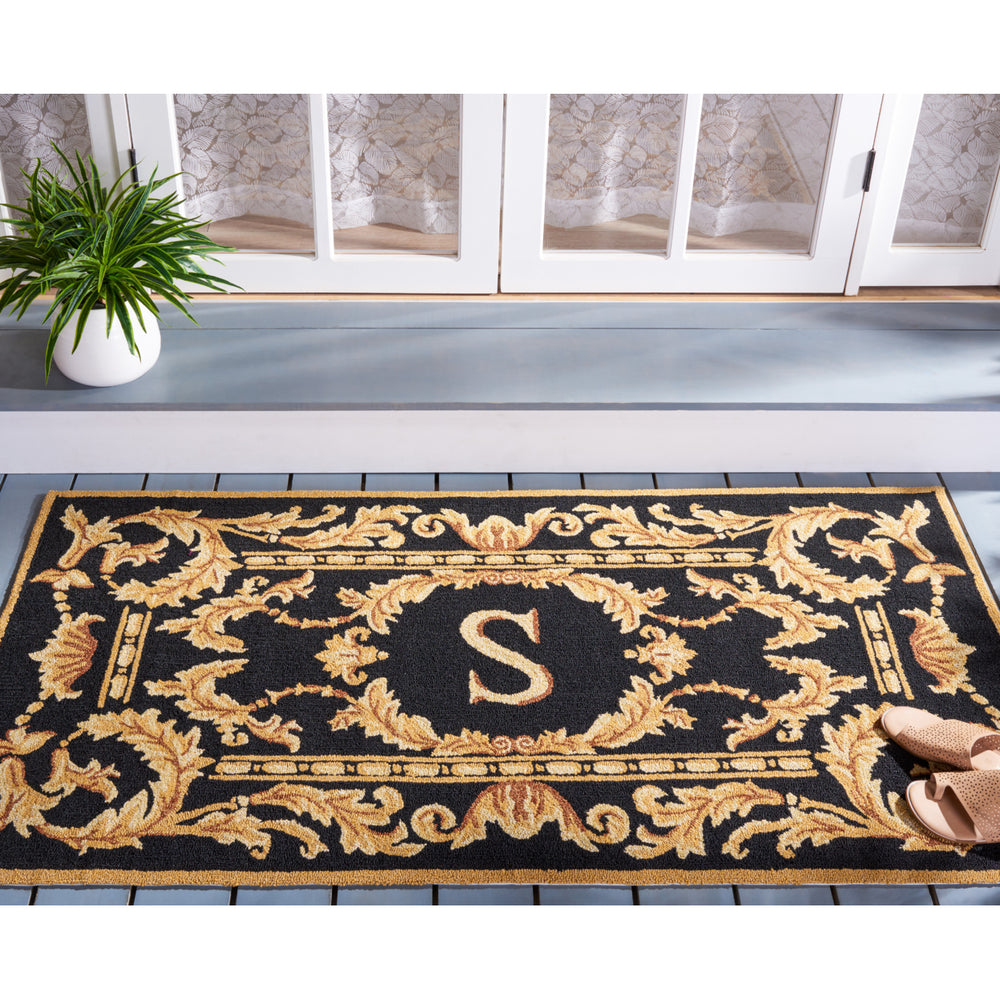 SAFAVIEH Monogram Collection MON219S Hand-hooked Black Rug Image 2