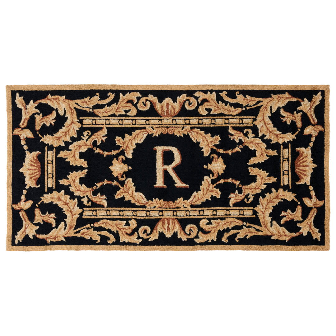 SAFAVIEH Monogram Collection MON219R Hand-hooked Black Rug Image 3