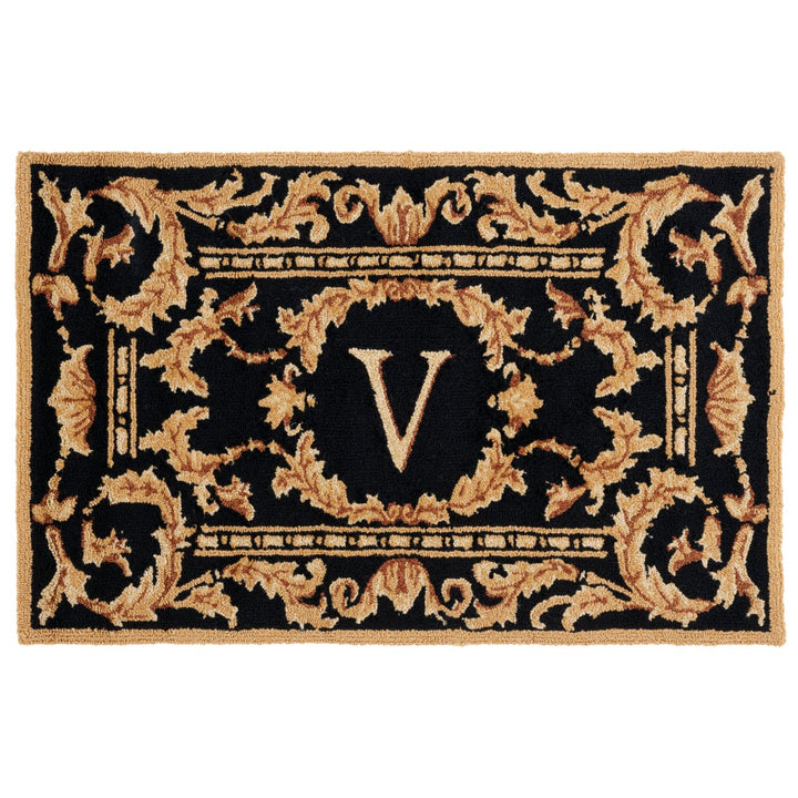 SAFAVIEH Monogram Collection MON219V Hand-hooked Black Rug Image 1