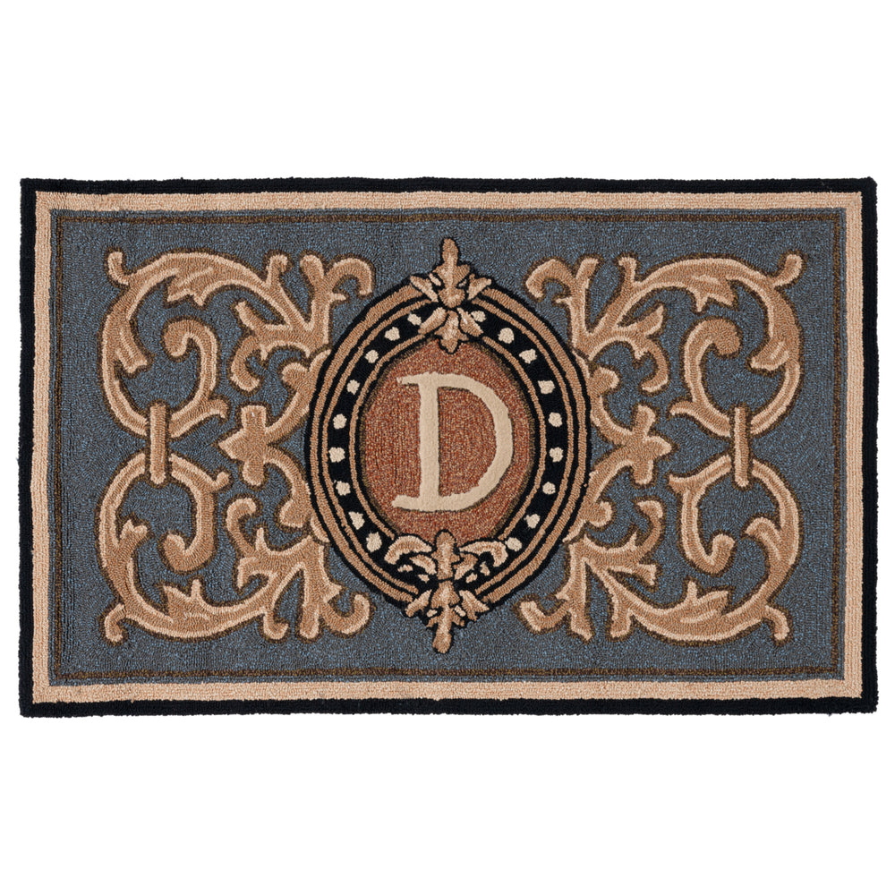 SAFAVIEH Monogram Collection MON222D Hand-hooked Blue Rug Image 2