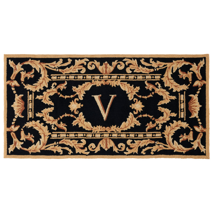 SAFAVIEH Monogram Collection MON219V Hand-hooked Black Rug Image 3