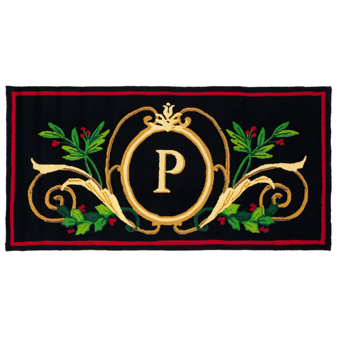 SAFAVIEH Monogram MON242P Hand-hooked Black / Multi Rug Image 1