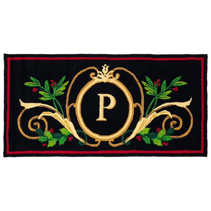 SAFAVIEH Monogram MON242P Hand-hooked Black / Multi Rug Image 1