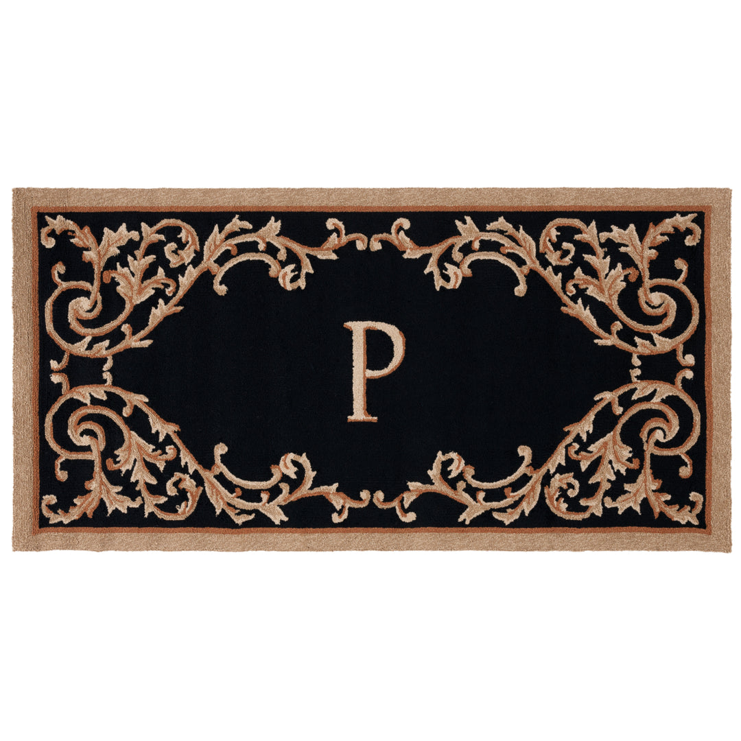 SAFAVIEH Monogram Collection MON228P Hand-hooked Black Rug Image 1