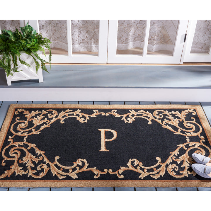 SAFAVIEH Monogram Collection MON228P Hand-hooked Black Rug Image 2