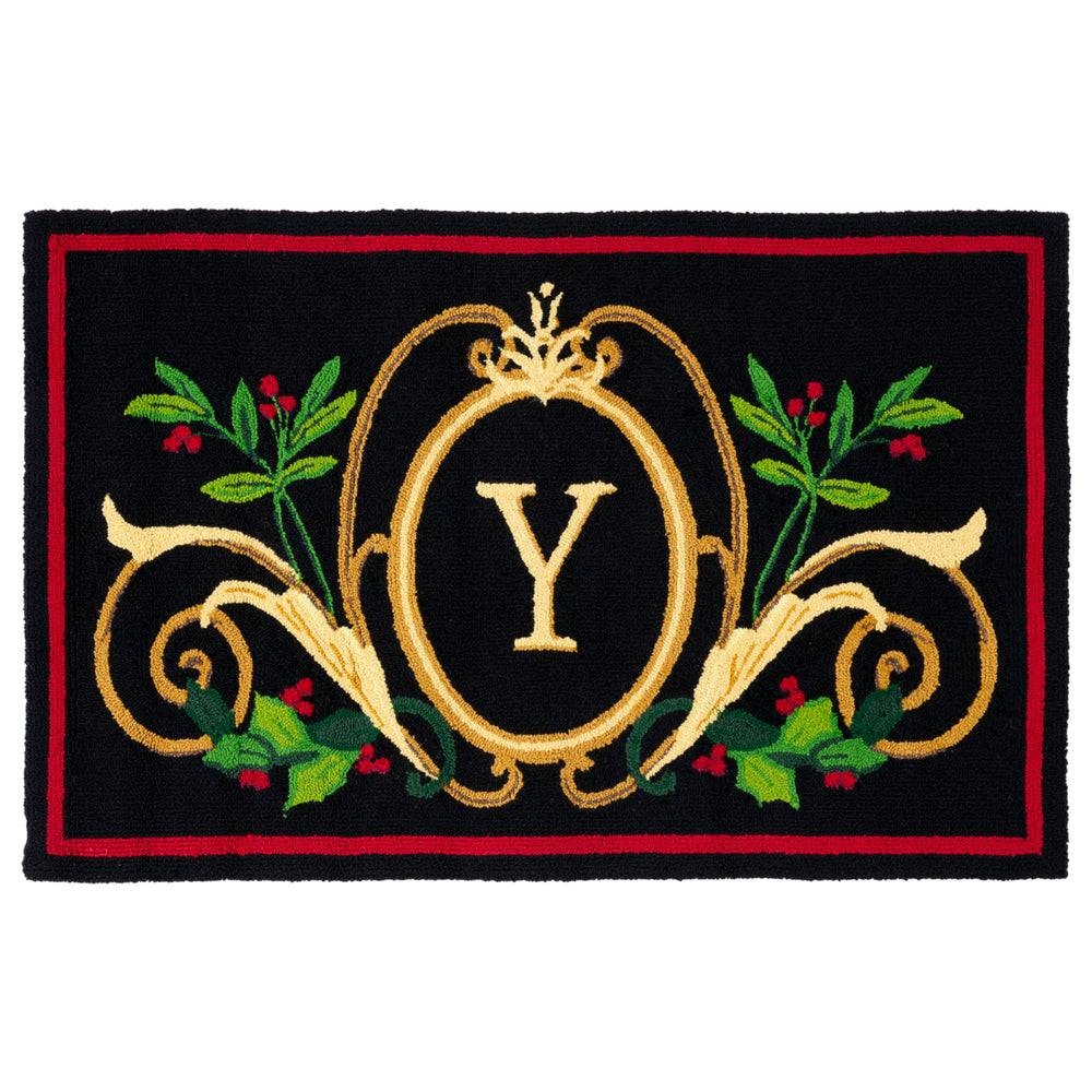 SAFAVIEH Monogram MON242Y Hand-hooked Black / Multi Rug Image 2