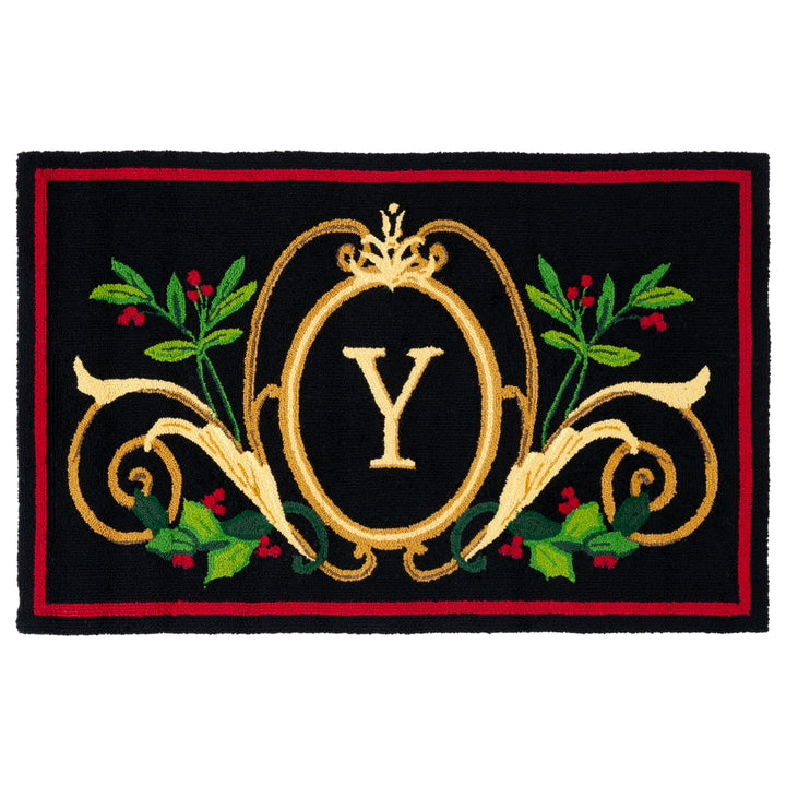 SAFAVIEH Monogram MON242Y Hand-hooked Black / Multi Rug Image 2