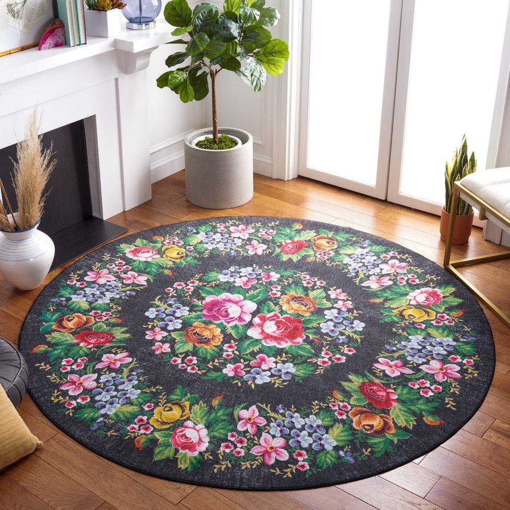 SAFAVIEH Journey Collection JNY154H Charcoal / Green Rug Image 2