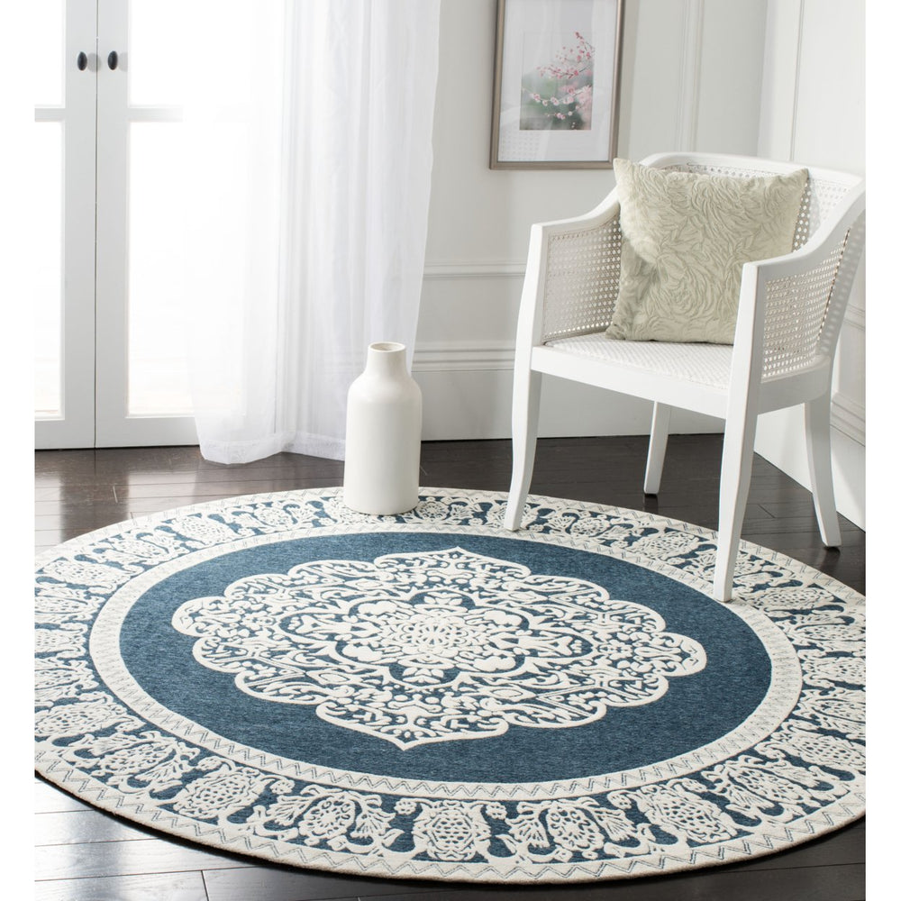 SAFAVIEH Marbella MRB615D Handmade Dark Blue / Ivory Rug Image 2