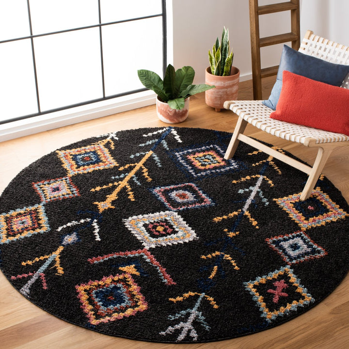 SAFAVIEH Morocco Collection MRC908Z Black / Navy Rug Image 7