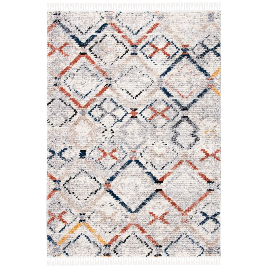 SAFAVIEH Morocco Collection MRC838F Grey / Navy Rug Image 1