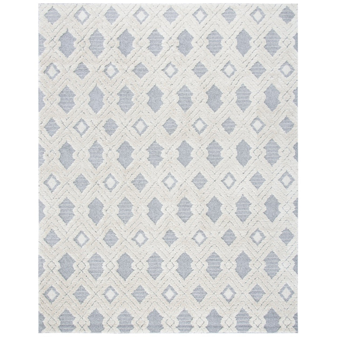 SAFAVIEH Martha Stewart Lucia Shag MSR0728A White/ Lt Grey Rug Image 1