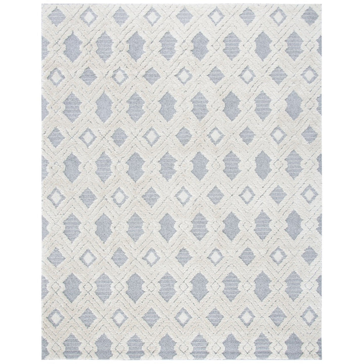 SAFAVIEH Martha Stewart Lucia Shag MSR0728A White/ Lt Grey Rug Image 1