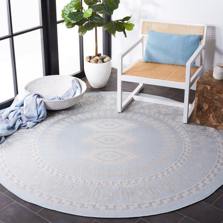 SAFAVIEH Martha Stewart Outdoor MSRO327J Aqua/Blue Ivory Rug Image 2