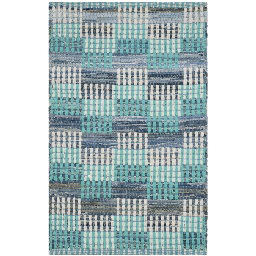 SAFAVIEH Montauk MTK121C Handwoven Turquoise / Multi Rug Image 2