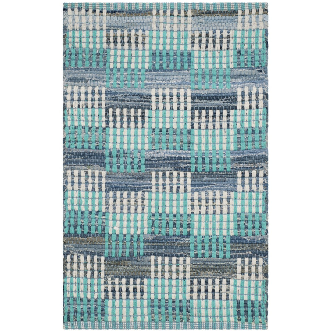 SAFAVIEH Montauk MTK121C Handwoven Turquoise / Multi Rug Image 1