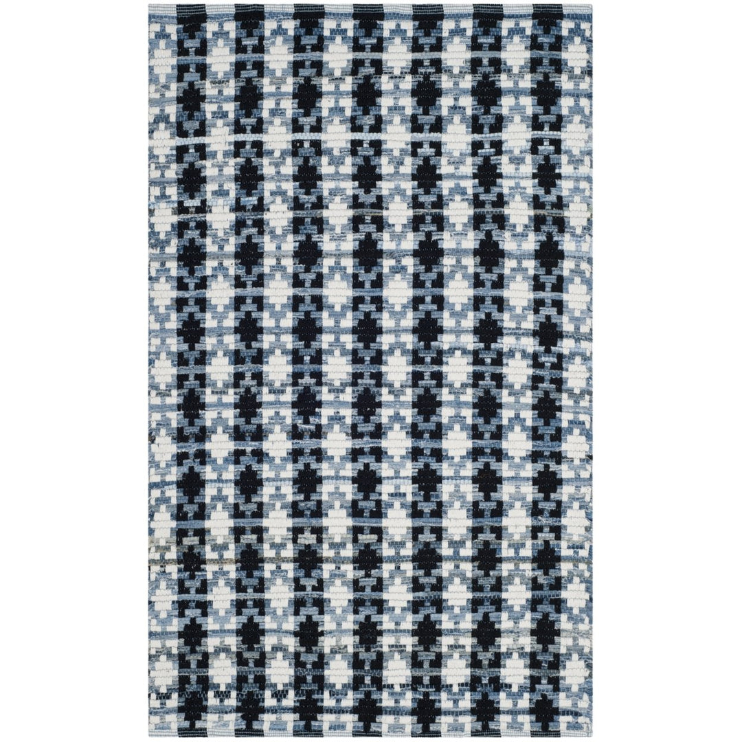 SAFAVIEH Montauk MTK123A Handwoven Ivory Blue /Black Rug Image 1