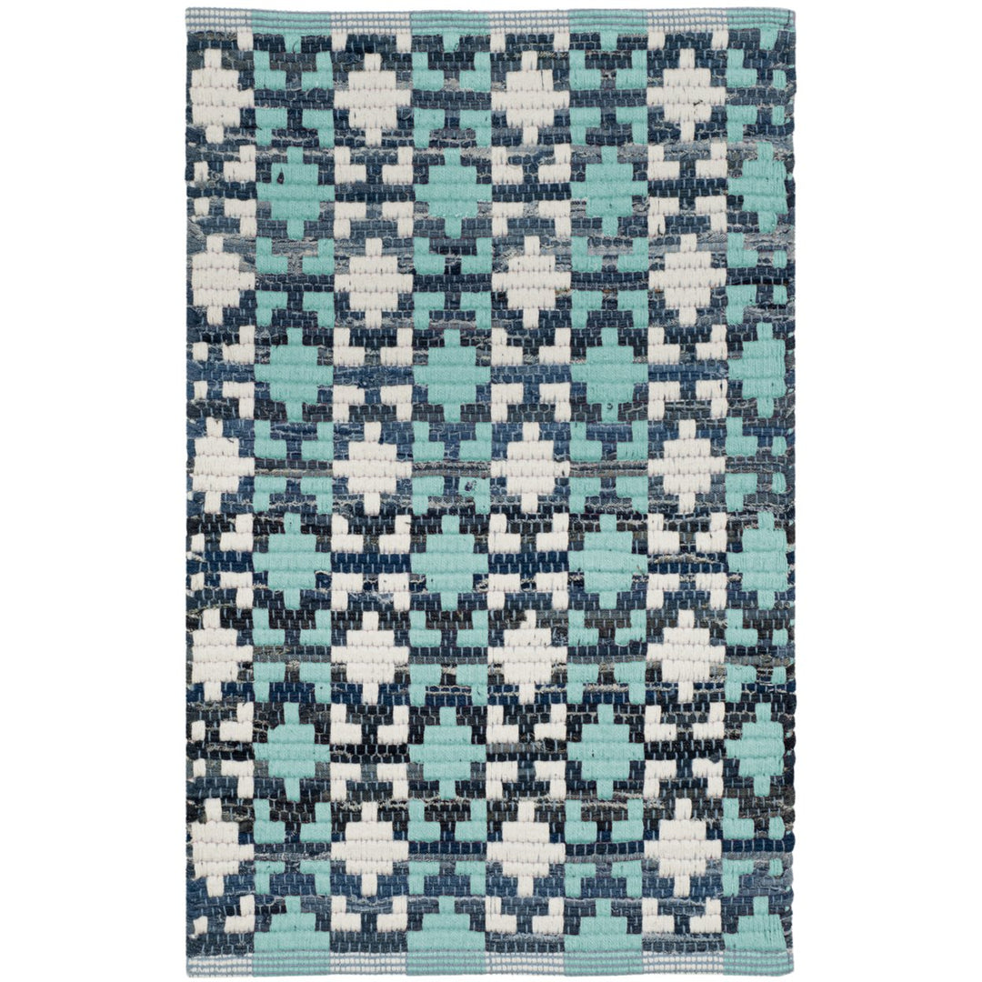 SAFAVIEH Montauk MTK123C Handwoven Turquoise / Multi Rug Image 2