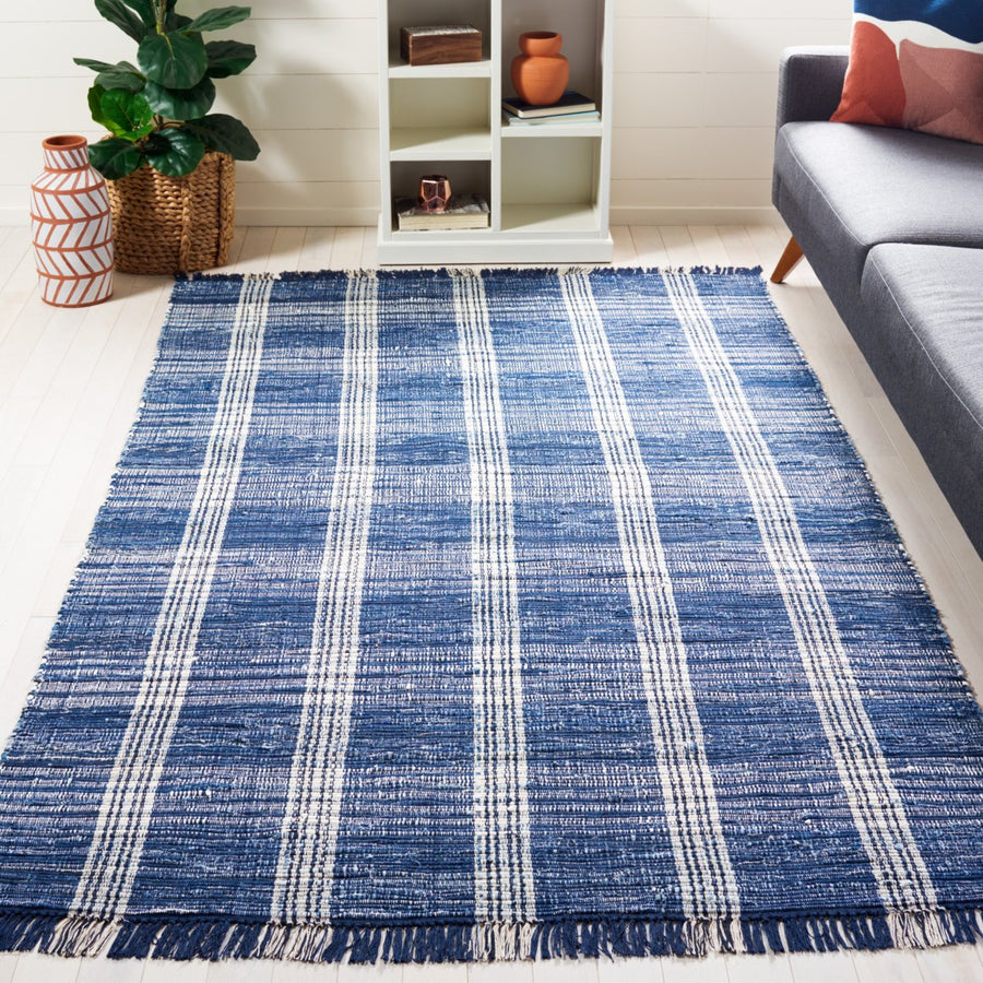 SAFAVIEH Montauk MTK276M Handwoven Blue / Beige Rug Image 1