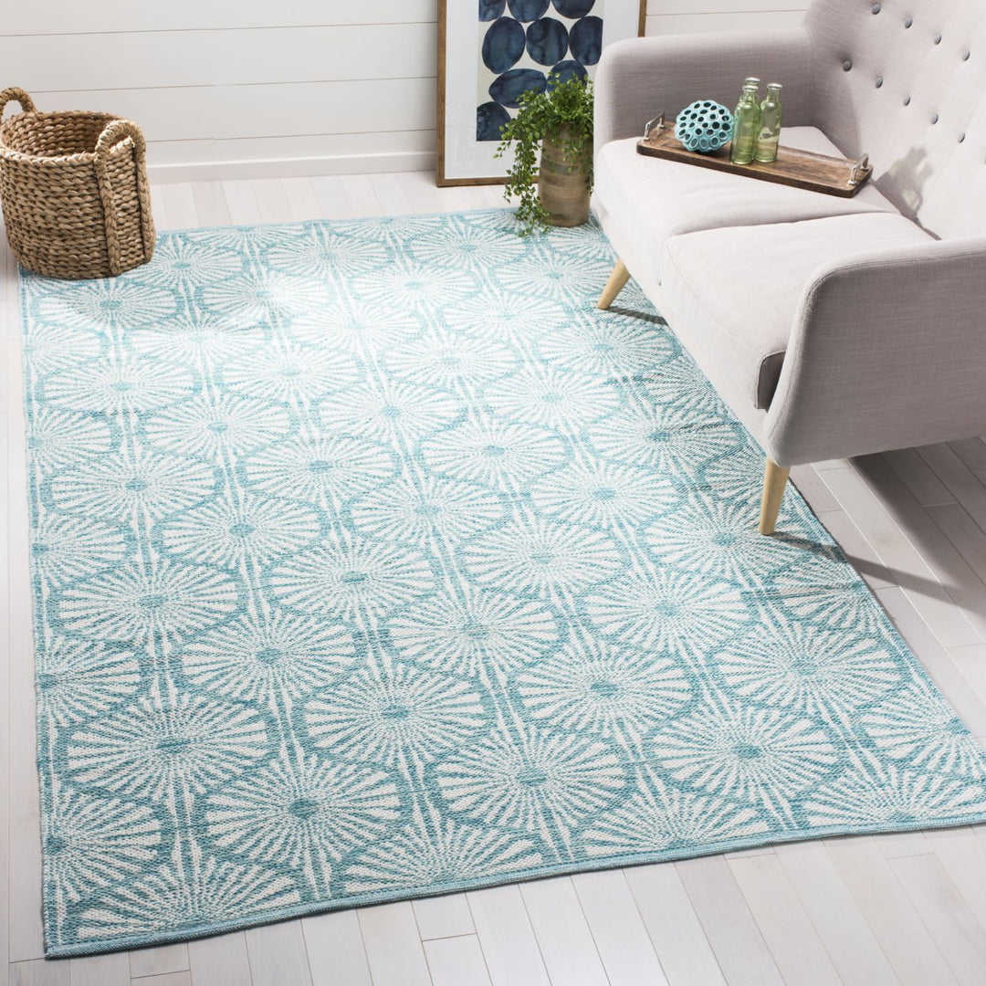 SAFAVIEH Montauk MTK606H Handwoven Aqua / Ivory Rug Image 1