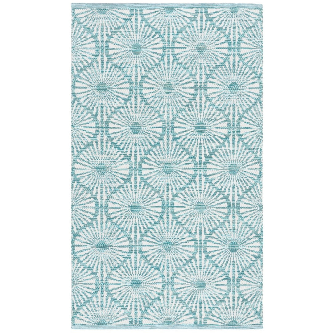 SAFAVIEH Montauk MTK606H Handwoven Aqua / Ivory Rug Image 1