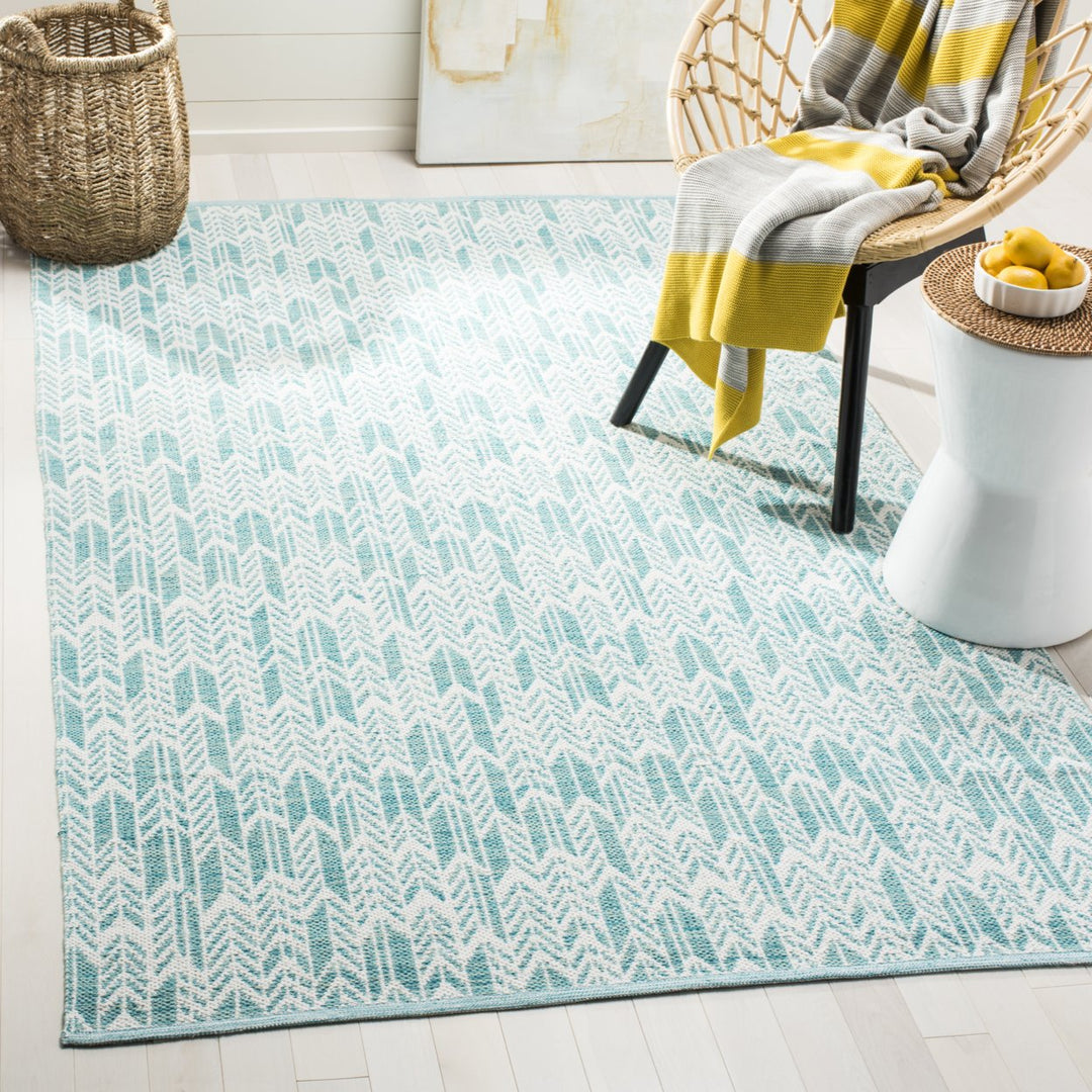 SAFAVIEH Montauk MTK609H Handwoven Aqua / Ivory Rug Image 1