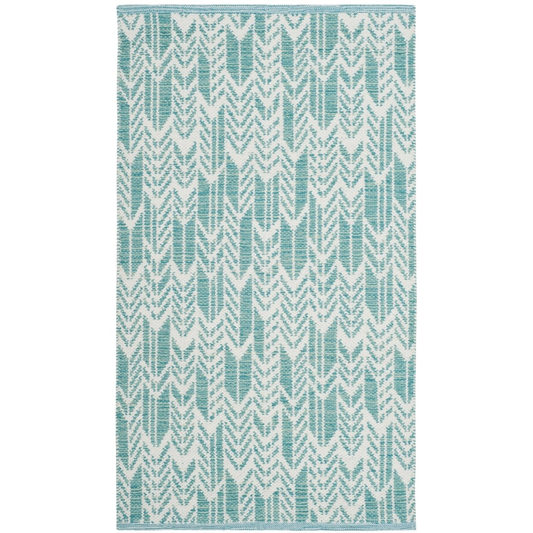 SAFAVIEH Montauk MTK609H Handwoven Aqua / Ivory Rug Image 2