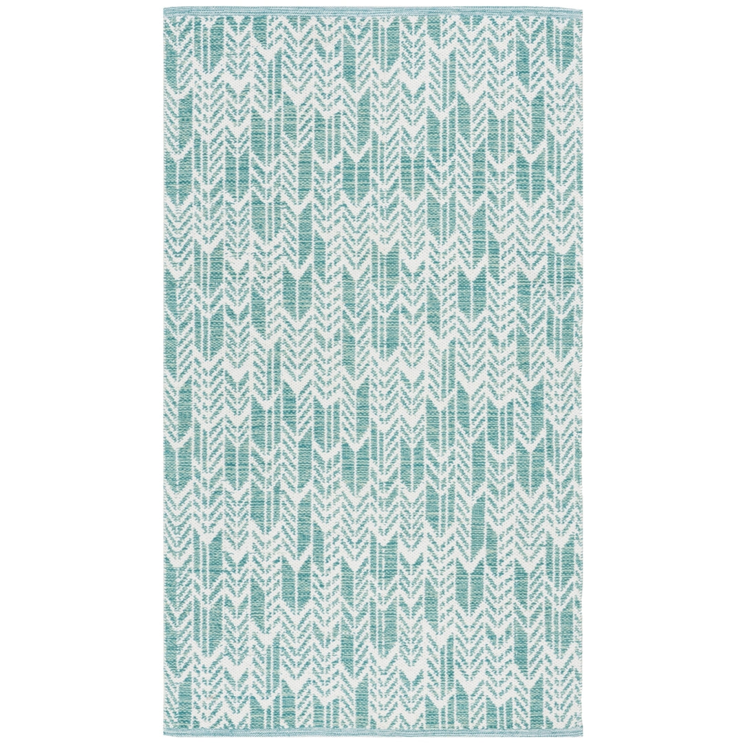 SAFAVIEH Montauk MTK609H Handwoven Aqua / Ivory Rug Image 1