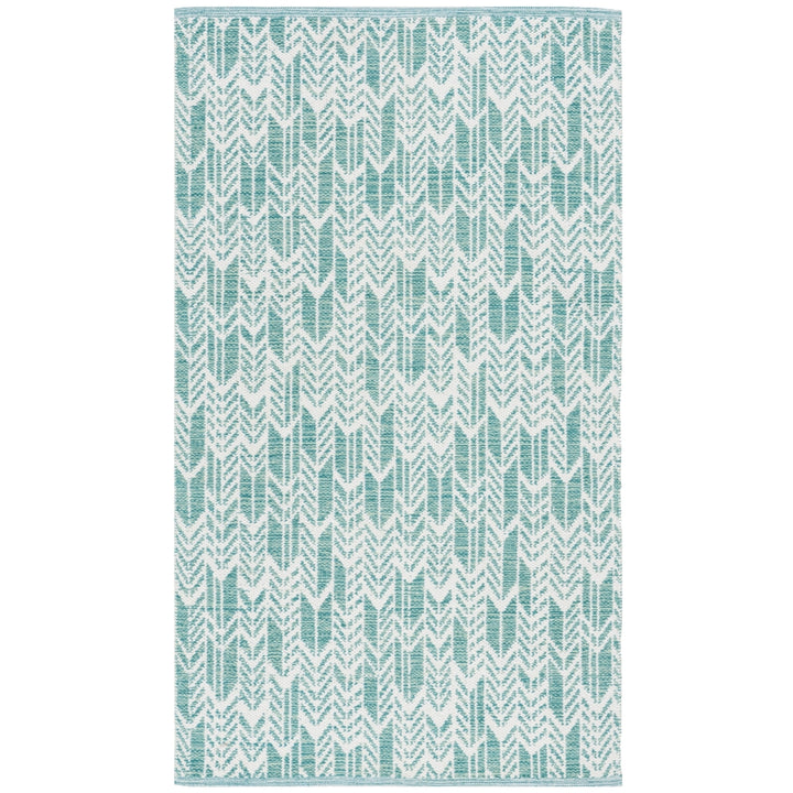 SAFAVIEH Montauk MTK609H Handwoven Aqua / Ivory Rug Image 1