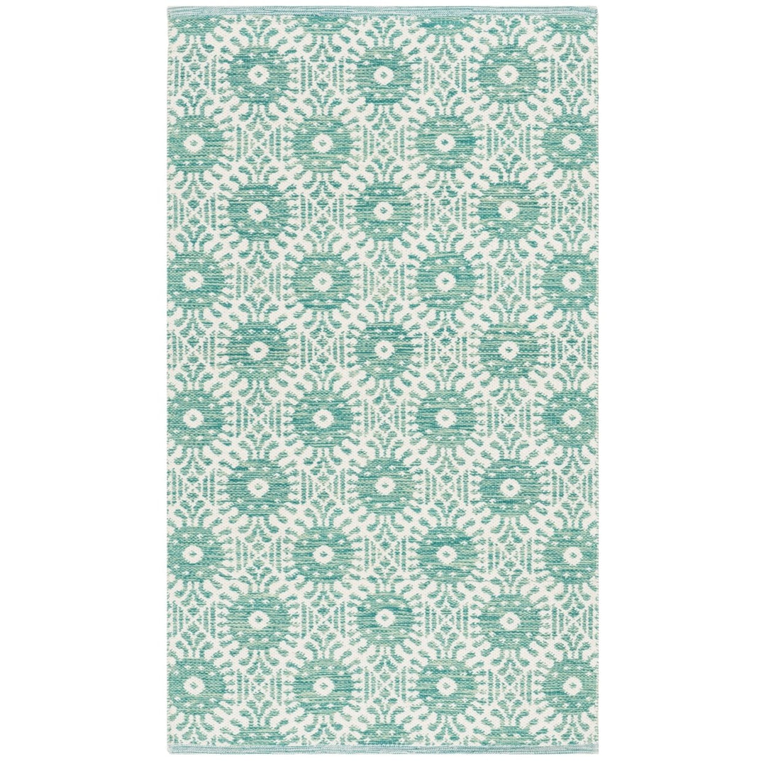 SAFAVIEH Montauk MTK612H Handwoven Aqua / Ivory Rug Image 1