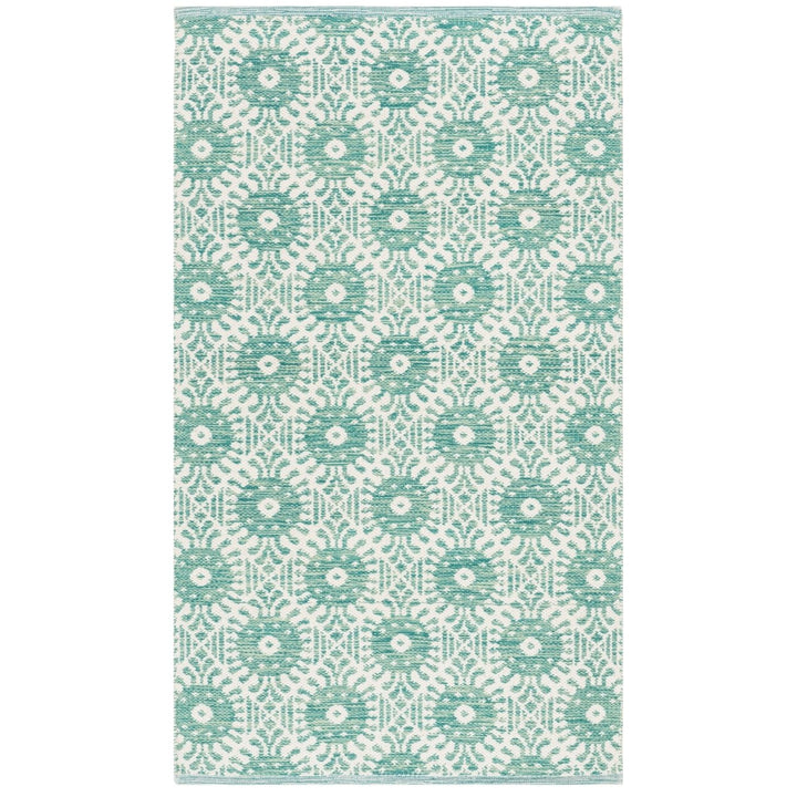 SAFAVIEH Montauk MTK612H Handwoven Aqua / Ivory Rug Image 1