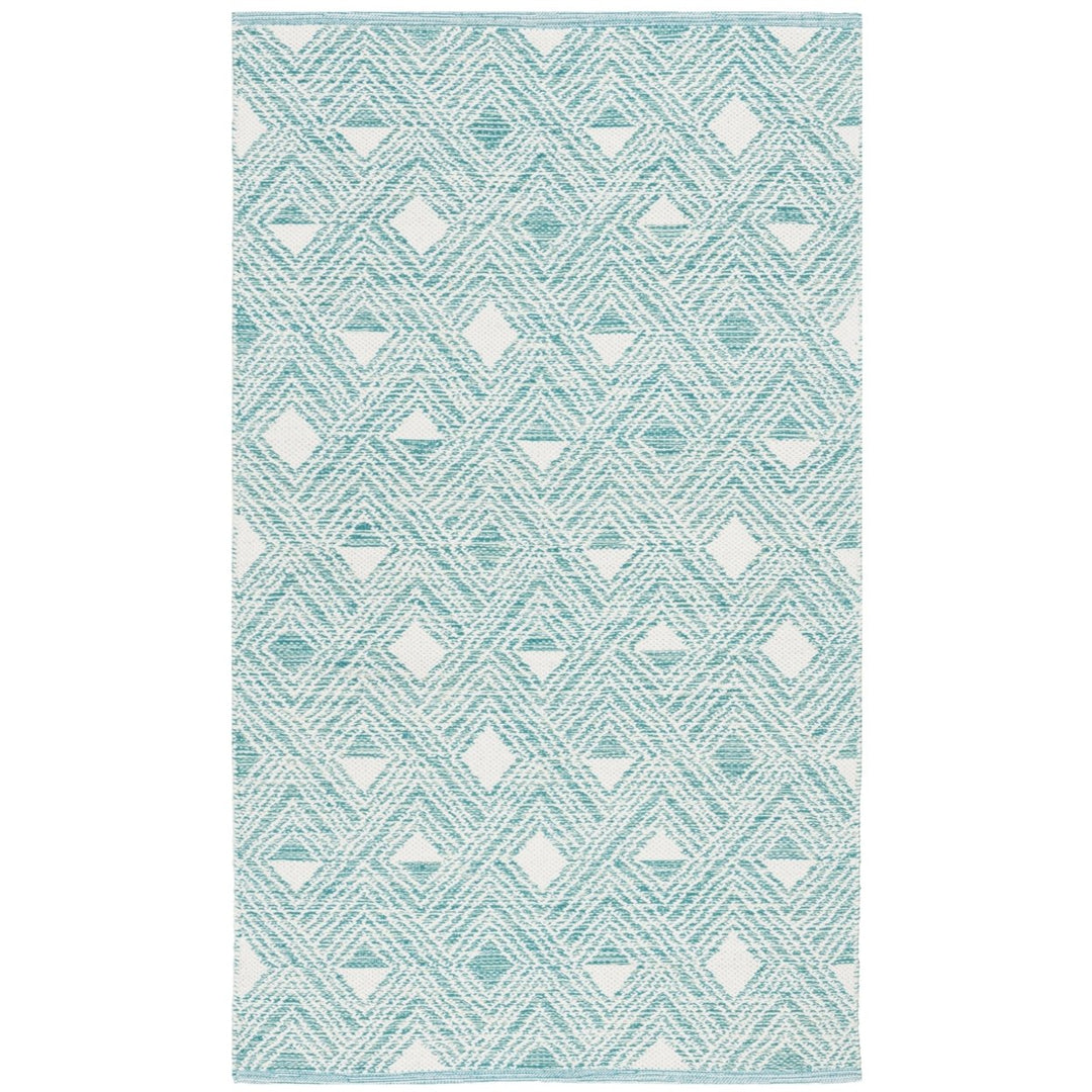 SAFAVIEH Montauk MTK614H Handwoven Aqua / Ivory Rug Image 1