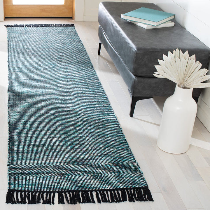 SAFAVIEH Montauk MTK620K Handwoven Turquoise / Black Rug Image 3