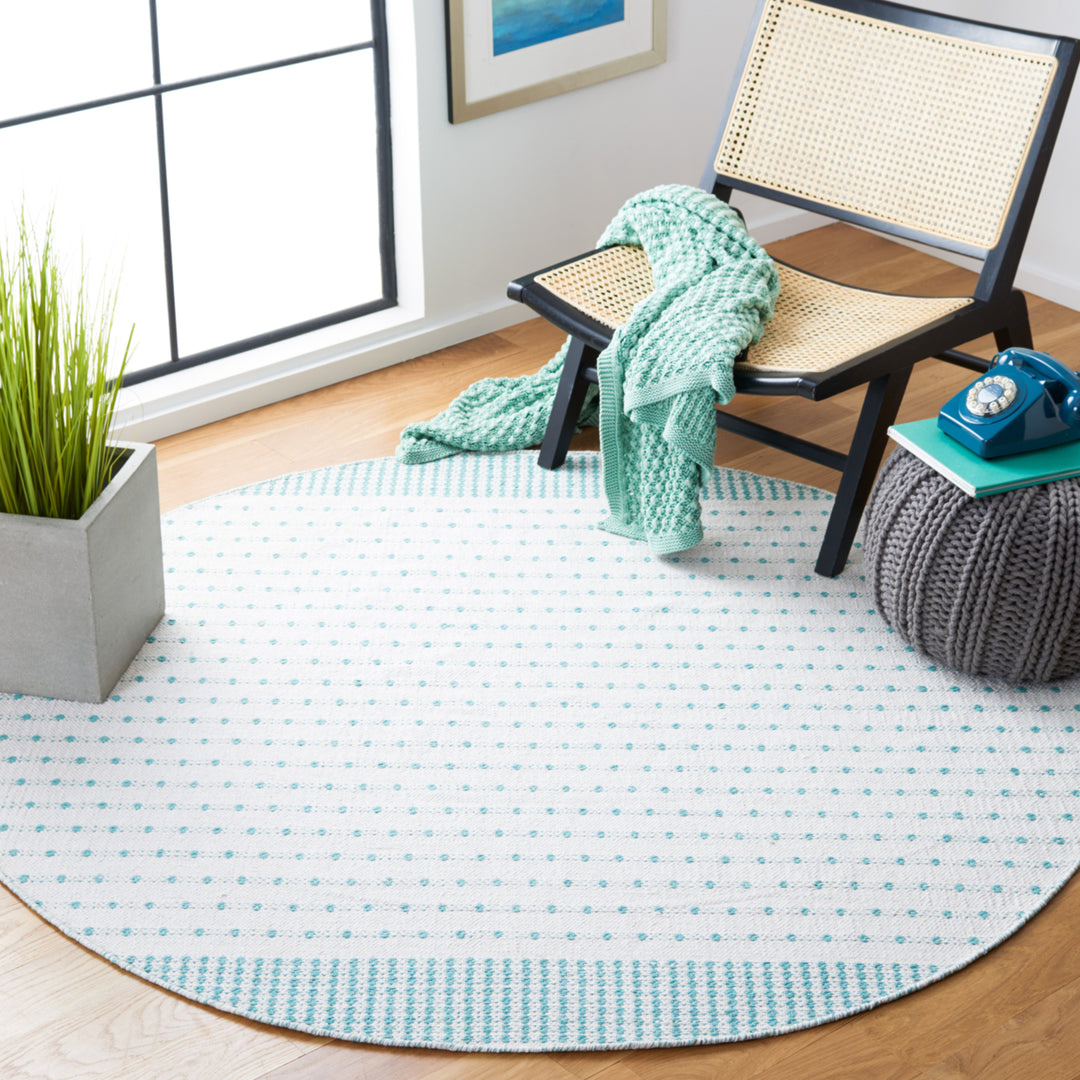 SAFAVIEH Montauk MTK714J Handwoven Aqua / Ivory Rug Image 2