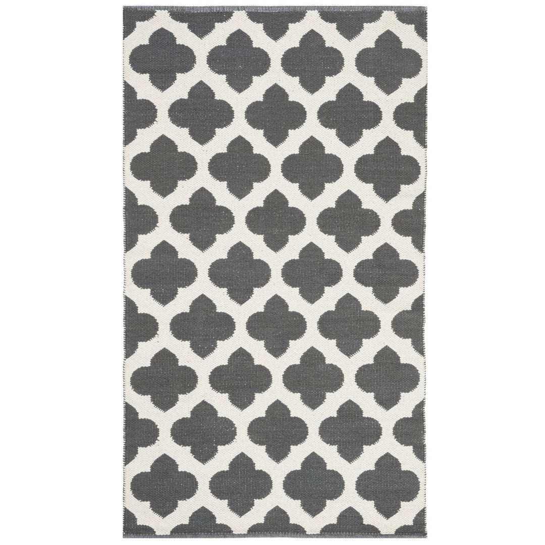 SAFAVIEH Montauk MTK723E Handwoven Dark Grey / Ivory Rug Image 1