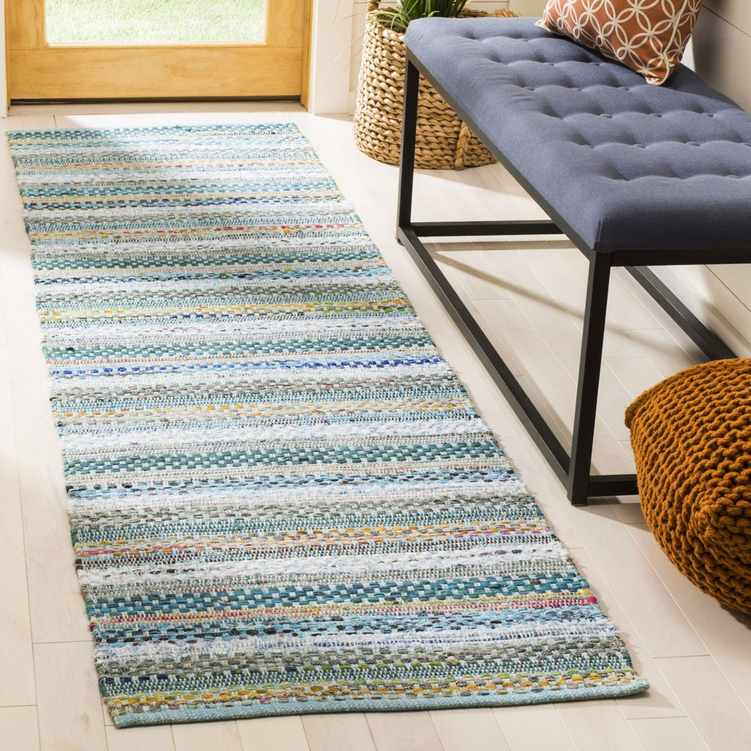 SAFAVIEH Montauk MTK975C Handwoven Aqua / Multi Rug Image 2