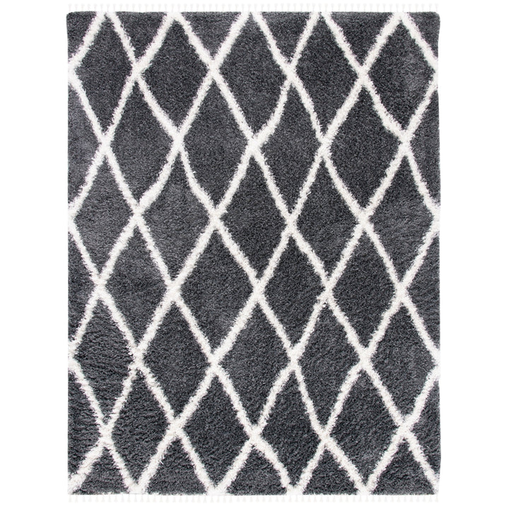 SAFAVIEH Moroccan Tassel Shag MTS359F Grey / Ivory Rug Image 1