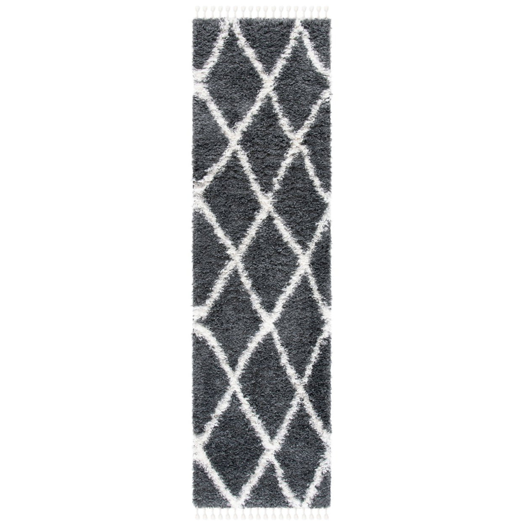 SAFAVIEH Moroccan Tassel Shag MTS359F Grey / Ivory Rug Image 1