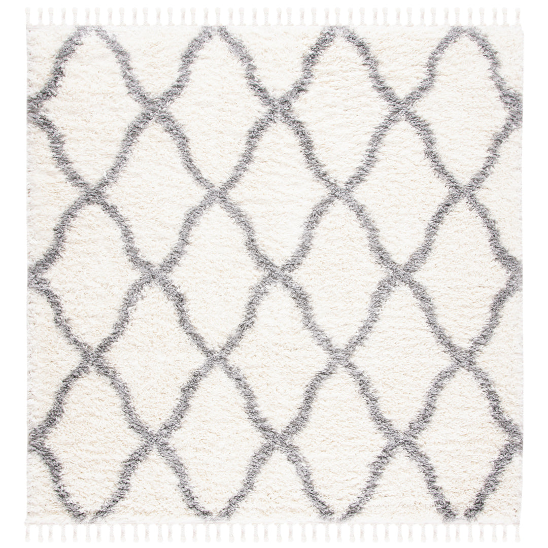 SAFAVIEH Moroccan Tassel Shag MTS358B Ivory / Lt Grey Rug Image 6