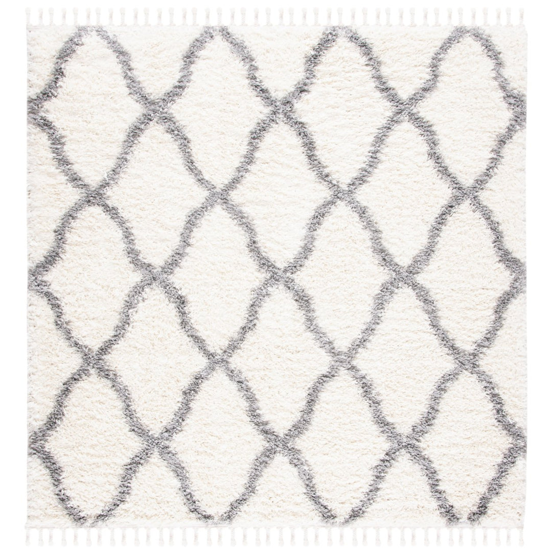 SAFAVIEH Moroccan Tassel Shag MTS358B Ivory / Lt Grey Rug Image 1