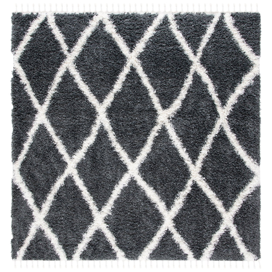 SAFAVIEH Moroccan Tassel Shag MTS359F Grey / Ivory Rug Image 1