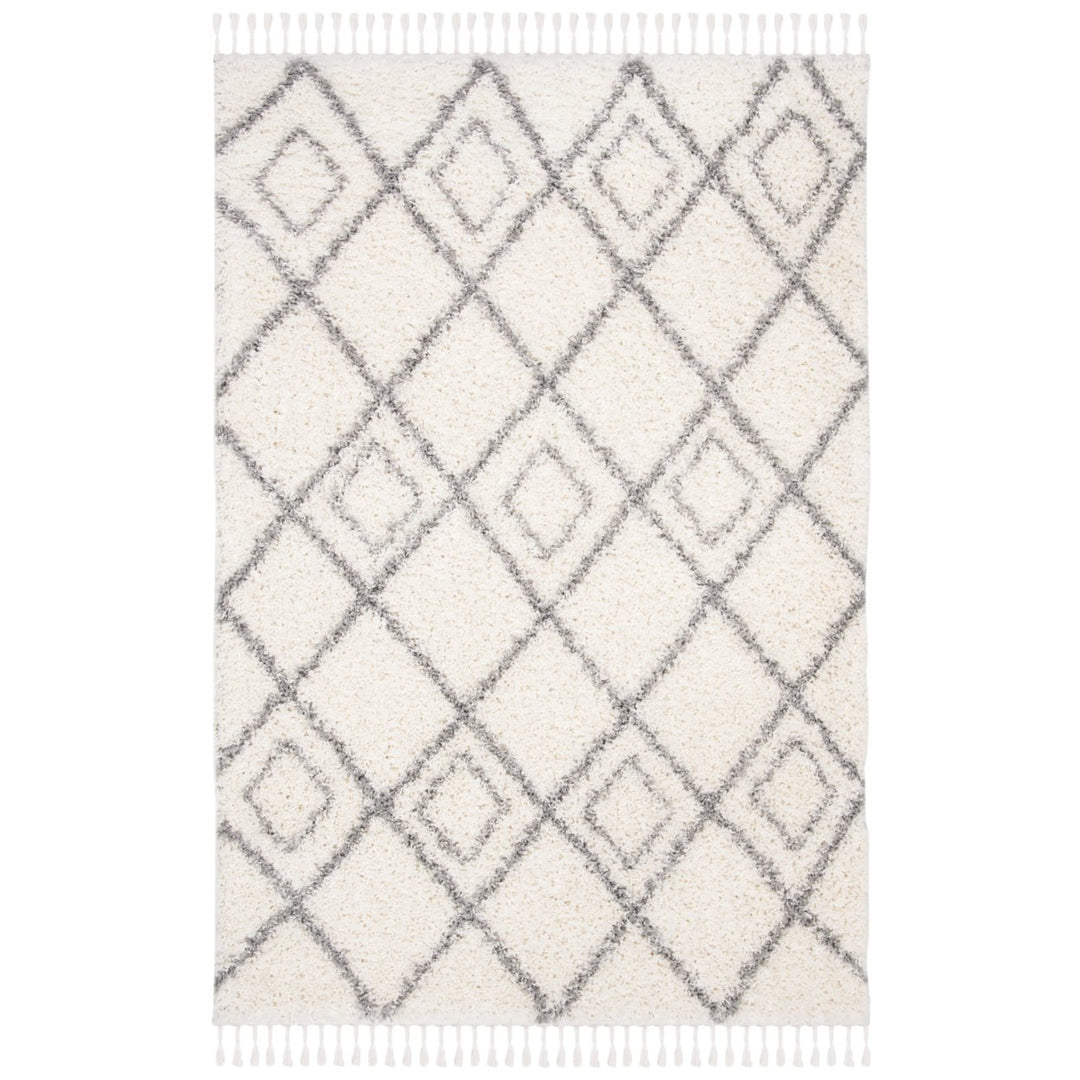 SAFAVIEH Moroccan Tassel Shag MTS335B Ivory / Lt Grey Rug Image 10