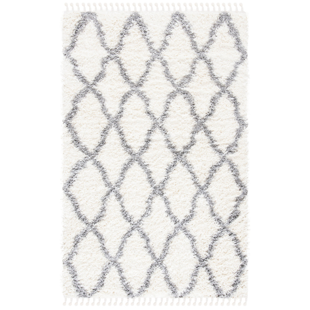 SAFAVIEH Moroccan Tassel Shag MTS358B Ivory / Lt Grey Rug Image 10